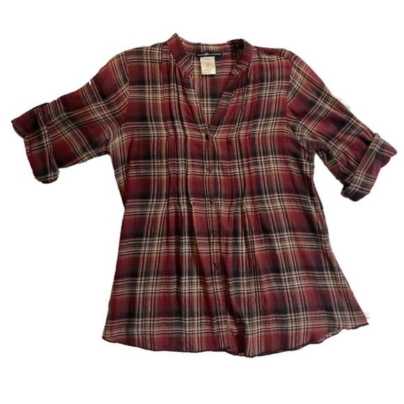 Love Squared Tops - Love Squared Buttondown Plaid Tunic